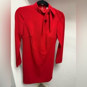Calvin Klein Vibrant Red Long Sleeve Dress